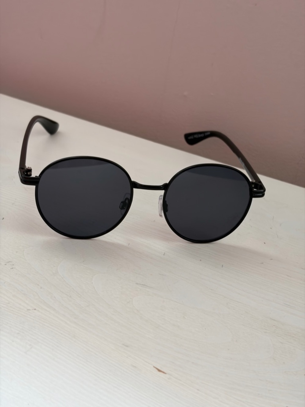 Walmart Black Round Metal Sunglasses Dark Tint NEW
